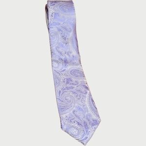NWT Barry Wang Hand Made 100% Silk Men’s Neck Tie Lavender Paisley Purple T57